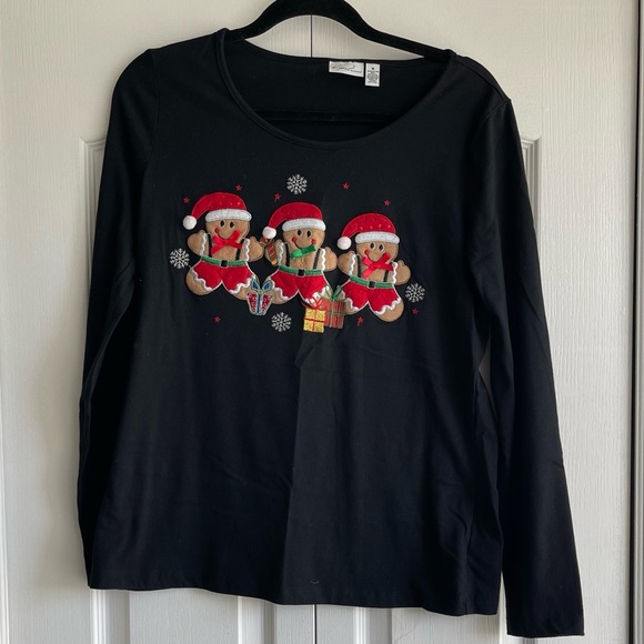 Kim Rogers Christmas Gingerbread Santa Long Sleeve Shirt